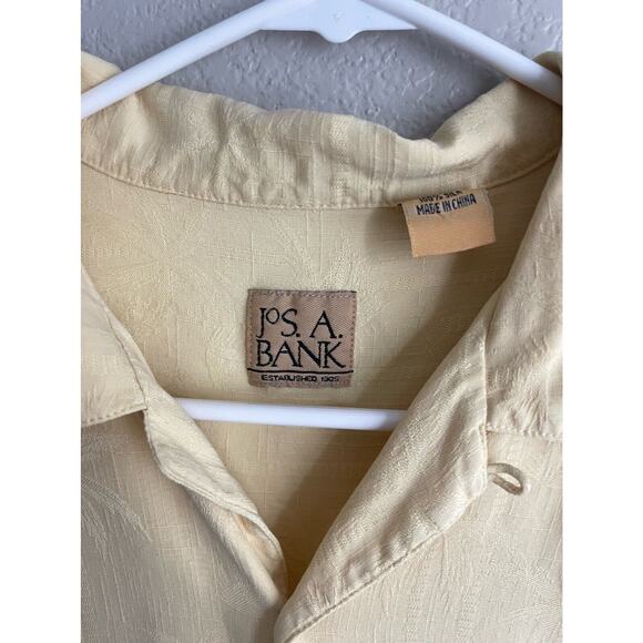 Jos. A. Bank Mens Hawaiian Shirt Yellow Palm Tree Short Sleeve 100% Silk L - Picture 10 of 10